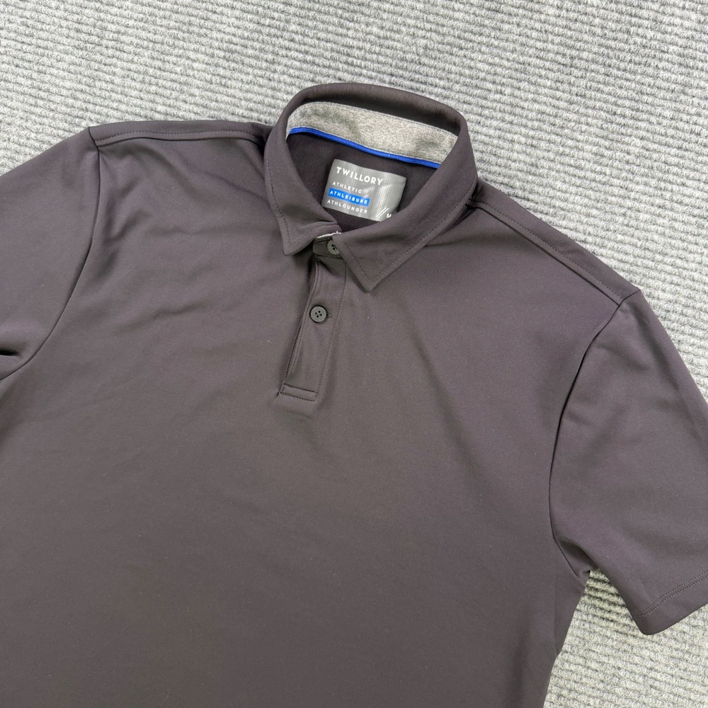 Twillory Athleisure Polo Shirt Mens Medium Black Athlounger Short Sleeve Golf